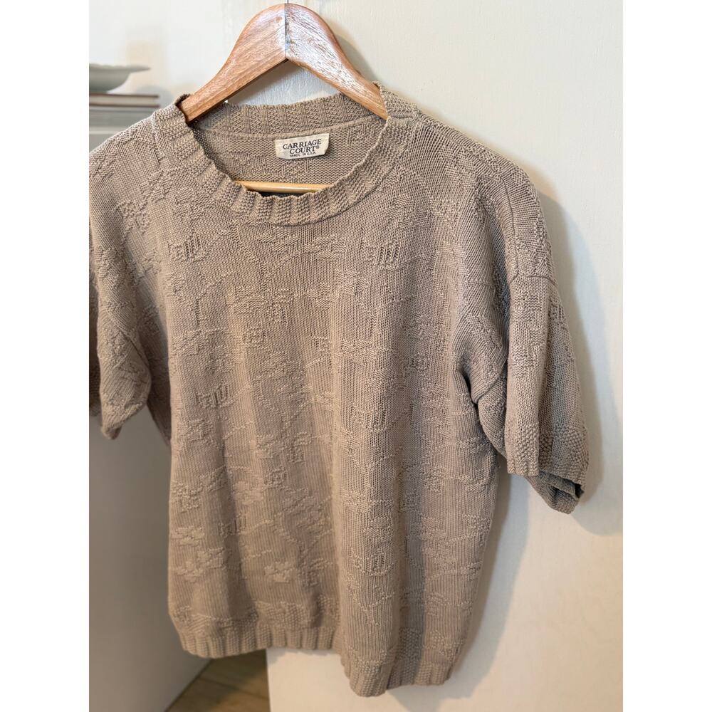 Vintage Carriage Court Knit‎ Sweater Neutral Textured USA Made Minimalist ✨